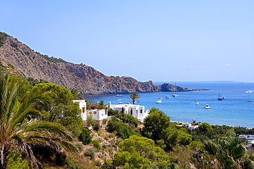 Finca above the bay of Cala des Jondal, Ibiza, Balearic Islands, Spain, Europe