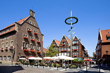 Restaurants at Spiekerhof, Muenster, North Rhine-Westphalia, Germany, Europe