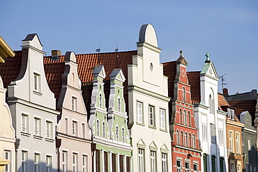 Gable Houses on the Kraemerstrasse in Wismar, Mecklenburg-Western Pomerania, Germany, Europe