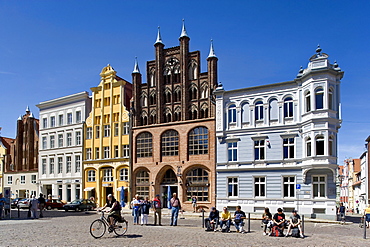 Gable houses on the Alter Mark Square, Stralsund, Baltic Sea, Mecklenburg-Western Pomerania, Germany, Europe