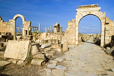 Tiberius arch at Leptis Magna, Libya, Unesco World Heritage Site