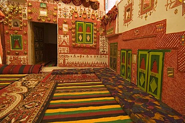 Living room of a traditional Tuareg house in Ghadames, Ghadamis, Unesco world heritage site, Libya