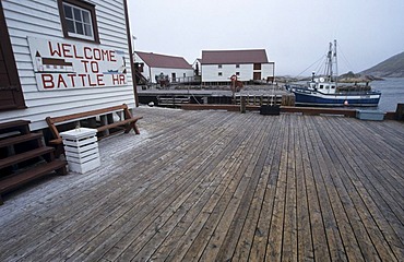 Historic ware houses in the harbour of Battle Harbour, Battle Harbour National Historic District, Labrador