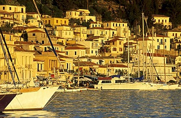 Fishingboats in the harbour of Poros, saronian islands Greece