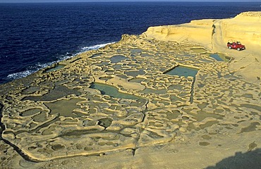 Historic saltworks at Reqqa Point, Gozo island, Malta