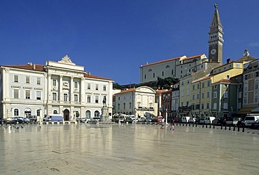 Tartini square, main square in the historic center of Piran, Primorska region, Slovenia