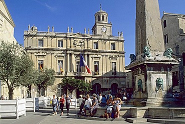 Main square in the historic center of Arles, Provence, France