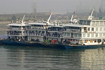 Chinese river boats on the Jangtze river, China