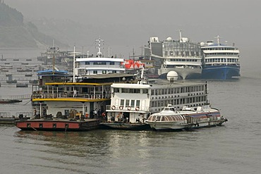 Chinese river boats on the Jangtze river, China