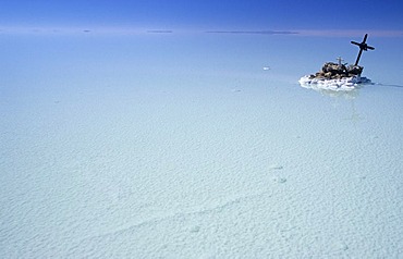 Roadside cross on Salar de Uyuni, Bolivia