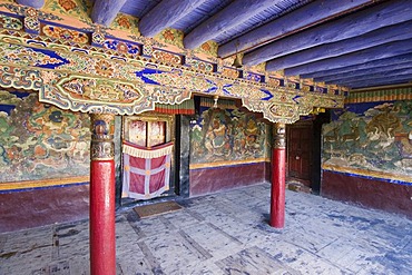 Front court of a buddhist monastery in Leh, Ladakh, Jammu and Kashmir, India