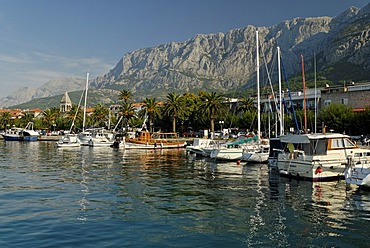 Historic city of Makarska at the Biokovo mountains, Dalmatia, Croatia