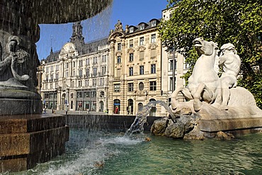 Wittelsbacher fountain at Lenbach Platz, Munich, Bavaria, Germany