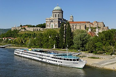 Cruiseship on the Danube river at Esztergom, Hungaria