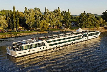 Cruiseship on the Danube river at Esztergom, Hungaria