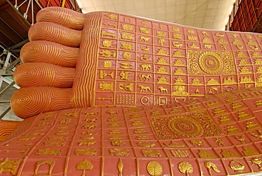 Foot sole of a Buddha statue, Kyaukhtatkyi Pagode, Yangon, Myanmar