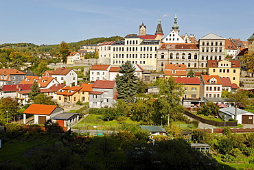 Historic old town of Loket, Eger river, Ohre, west Bohemia, Czech Republic