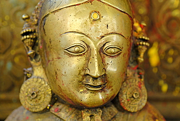 Historic bronce statue, Golden Tempel Kwa Bahal, Patan, Kathmandu, Nepal