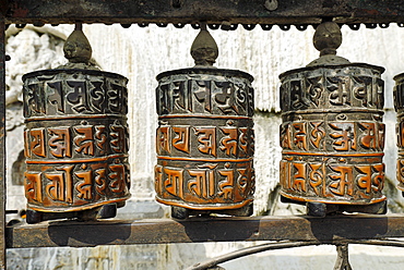 Historic prayer mill, Swayambhunat Tempel, Kathmandu, Nepal