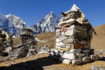 Sherpa and Mountaineer cemetery at Thokla Pass, Khumbu Himal, Sagarmatha National Park, Nepal