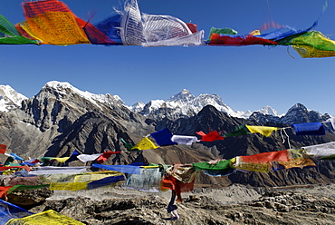 View from Gokyo Ri (5360) towards Mount Everest (8850), Nuptse (7861), Lhotse (8501) and Makalu (8463), Sagarmatha National Park, Khumbu Himal, Nepal