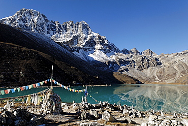 Holy lake Dudh Pokhari near Gokyo and Pharilapche(6017), Sagarmatha National Park, Khumbu, Nepal