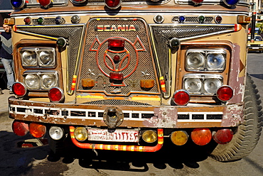 Old decorated bus in the old town of Damascus, Syria