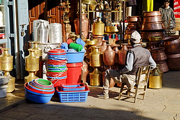 Sale of houseware at Patan, Kathmandu, Nepal