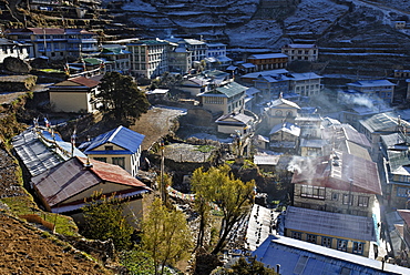 View over Namche Bazar, Sagarmatha National Park, Khumbu, Nepal