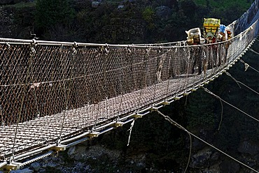 Hillary Bridge over Dudh Koshi river, Khumbu Himal, Sagarmatha National Park, Nepal