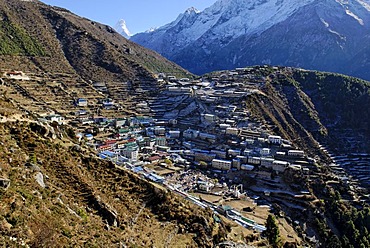 View over Namche Bazar, Sagarmatha National Park, Khumbu, Nepal