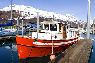 Recreational fishing boat, Valdez Small Boat Harbour, Prince William Sound, Alaska, USA