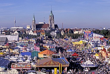 Oktoberfest in the background St. Paul church Munich Germany