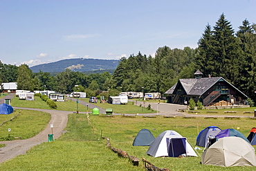 Camping ground Sedmihorky, Boehmisches Paradies, Cesky Ray, Czech Republic