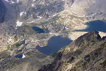 View on mountain lakes from Lomnick? oetit mountain, 2634 m, High Tatras, Slovakia