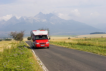 Motorhome in front of the High Tatras mountains, Slovakia