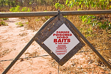 Sign (Danger, poisoned baits in this area), Dampier Peninsula, Western Australia, WA, Australia