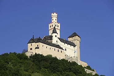 The Castle Marksburg in the Top of the Rhine Valley near Braubach, Rhineland-Palatine, Germany