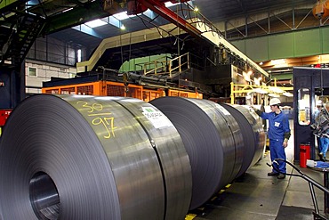 Coils of tinplate in the timplate-plant of Rasselstein-Hoesch in Andernach, Rhineland-Palatinate, Germany.