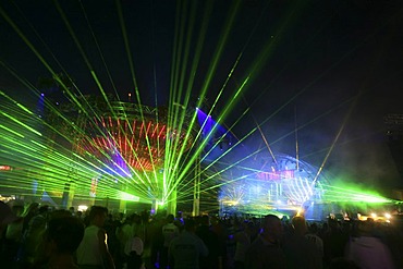 Lightshow during the "nature one"-techno-party near Kastellaun , Rhineland-Palatinate, Germany