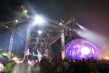 Lightshow during the "nature one"-techno-party near Kastellaun , Rhineland-Palatinate, Germany