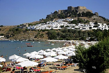 Lindos Beach on Rhodes, Greece, Europe