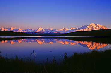 Mt. McKinley reflected on Wonder Lake by dawn's first light, Denali National Park, Alaska, USA