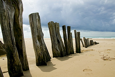 Wave breaker at the beach, Bretagne, France