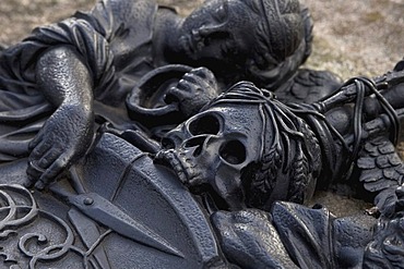 Detail of a tomb-plate, cutting of the life threat, metalwork, Johannis-Cemetery, Nuremberg, Bavaria, Germany