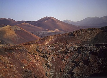 Landscape, volcanic landscape, Montanas del Fuego, Parque Nacional de Timanfaya, Lanzarote, Canary Islands, Spain, Europe