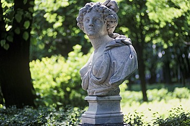 Sculpture, female bust at Summer Garden, St. Petersburg, Russia, Eastern Europe, Europe