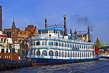 Louisiana Star steamboat docked at Hamburg Harbour, Hamburg, Germany, Europe