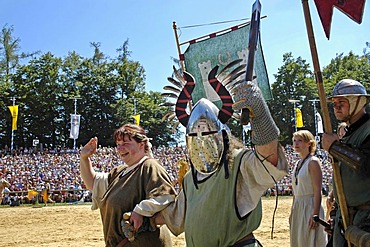 Knights in mediaeval medieval costumes, knight festival Kaltenberger Ritterspiele, Kaltenberg, Upper Bavaria, Germany