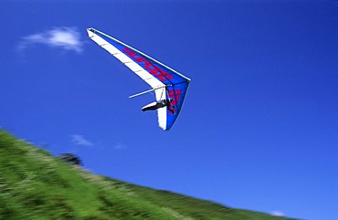 Hang Glider delta taking off in Mayrhofen Zillertal Tyrol Austria